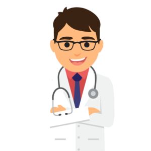 Doctor avatar wearing glasses and a tie, representing a professional and approachable medical figure.